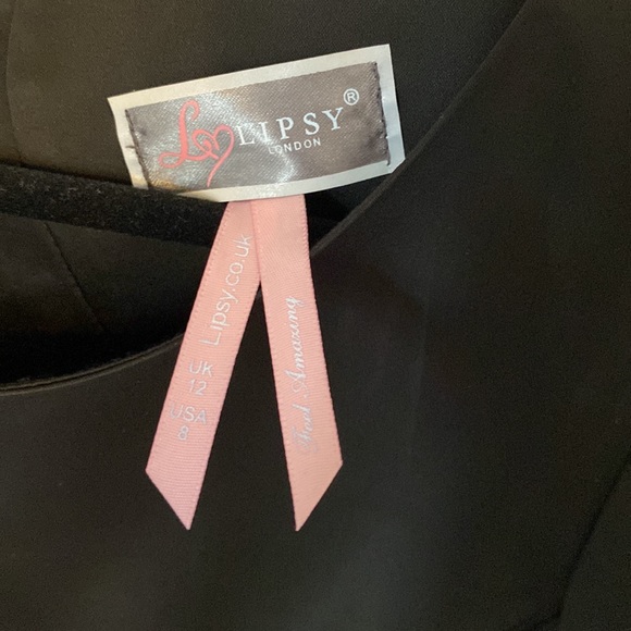 M dress, puff short sleeve, black satin with silver studded detail - Picture 5 of 5